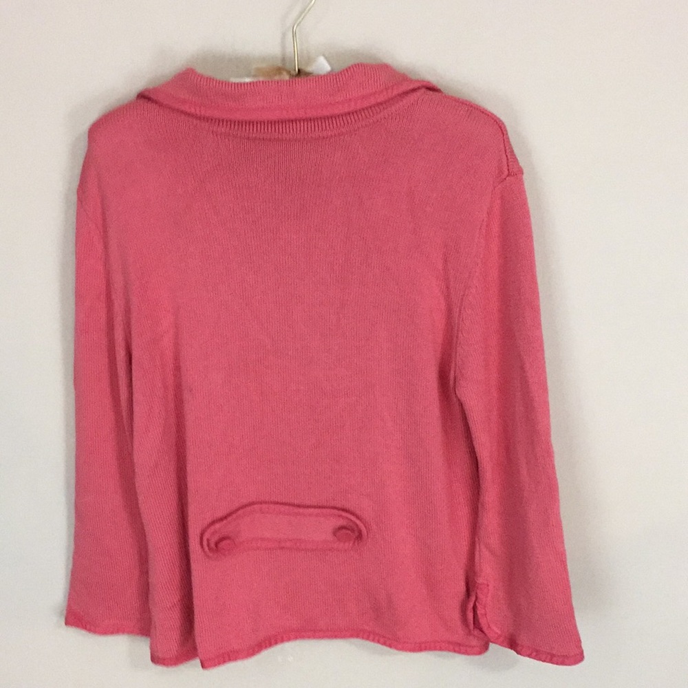 J Jill Pink Peach Cotton Silk Blend Cardigan Sweater Size Medium - Picture 4 of 14